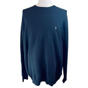 POLO Ralph Lauren New Black Waffle‎ Knit Sweater Sz 2X B Crewneck Black Casual